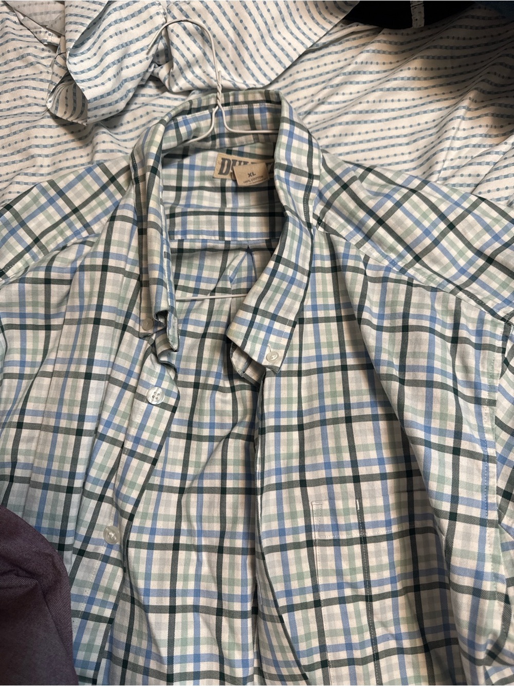 Duluth Trading Co Plaid Button-Down Shirt in Blue & Green